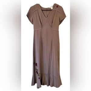 Sundance Women's 100% Silk Floral Maxi Dress Purple Size 8 Sleeveless V Neck